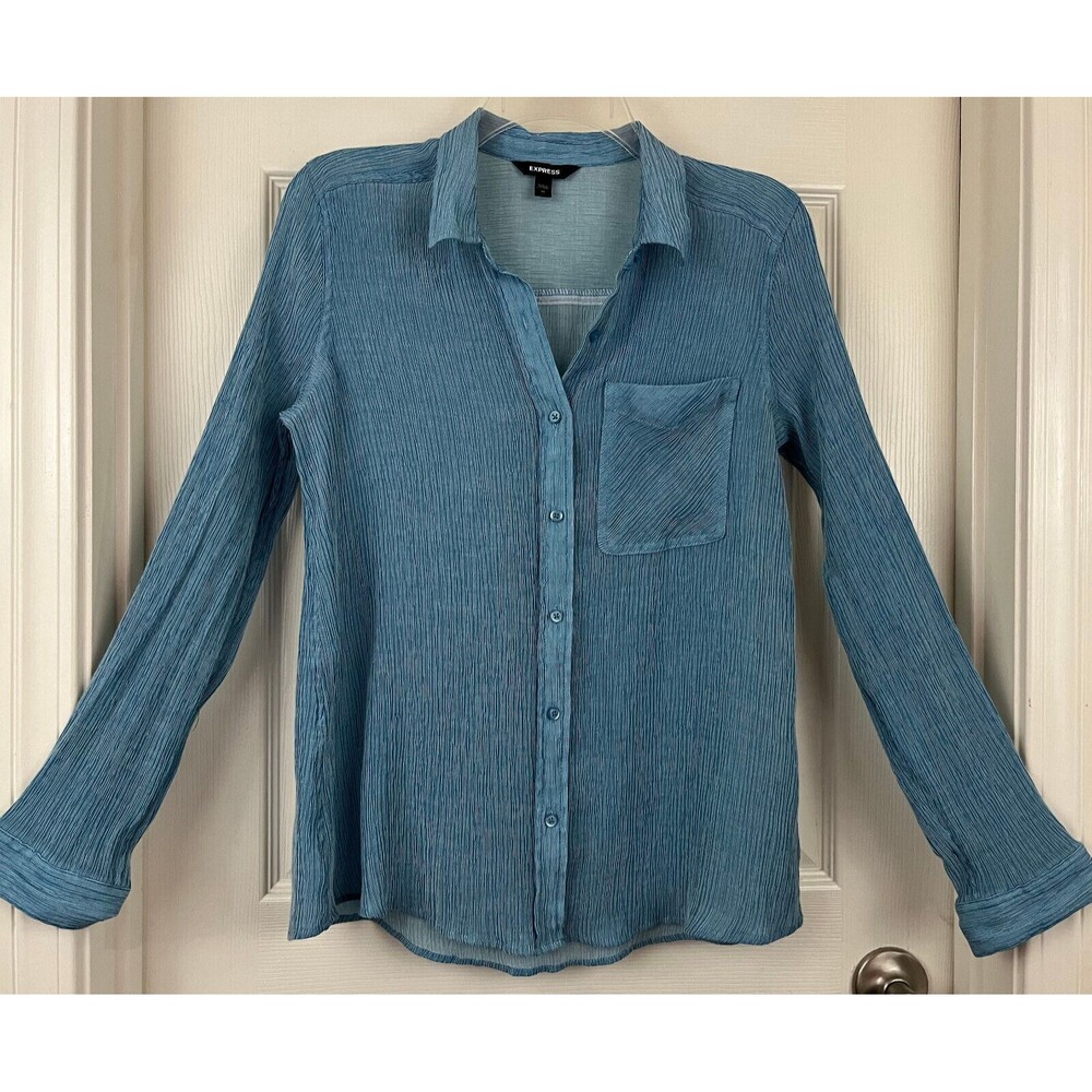 Women's Blue Button-Up Top